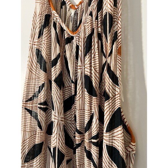 Anthropologie Wide Leg Mason Cover Up Orange/Blue Motif Large MISSING WAIST TIE - Picture 4 of 9